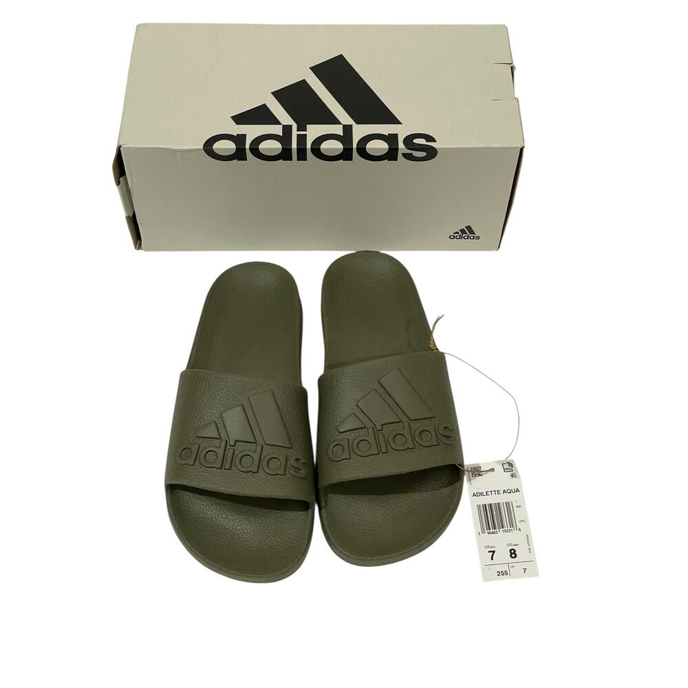 NIB Adidas Adilette Aqua Sportswear Slide - Olive - 7 MEN/8 WMN